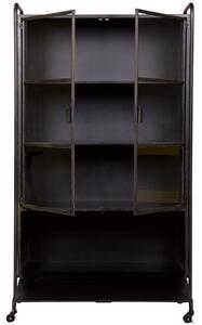 Hoorns Černá kovová vitrína Lab 183,5 x 105 cm
