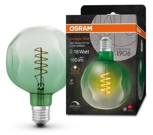 Zelená vintage LED žárovka E27 4,5 W GLOBE, teplá bílá
