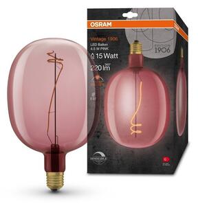 Růžová balónová LED stmívatelná žárovka E27 4,5 W VINTAGE, teplá bílá
