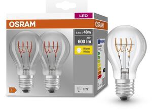 2 ks retro LED žárovka E27 5,9 W BASE CLASSIC A, teplá bílá