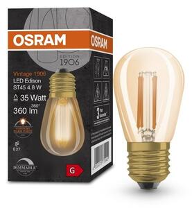 Zlatá mini LED stmívatelná žárovka E27 4,8 W VINTAGE, teplá bílá