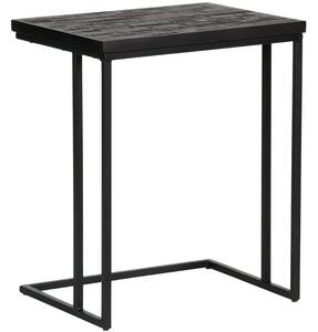 Hoorns Černý dřevěný odkládací stolek Sharky 45x35 cm