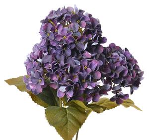 Umělá květina tmavě fialová hortenzie – 44 cm