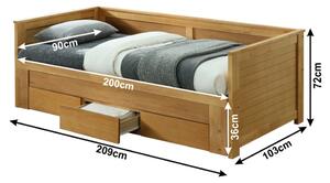 Jednolůžková rozkládací postel 90 cm Greta (s rošty). 1001753