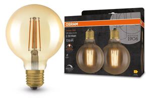 2 ks vintage stmívatelná LED žárovka E27 6,5 W GLOBE, teplá bílá