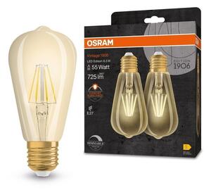 2 ks vintage LED stmívatelná žárovka E27 6,5 W EDISON, teplá bílá