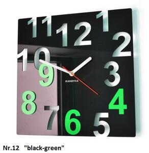 Nástěnné hodiny s velkými číslicemi Zelená