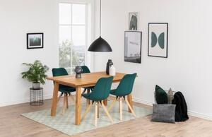 Scandi Lahvově zelená sametová jídelní židle Damian s přírodní podnoží