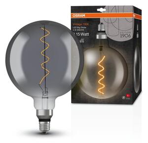 Černá kulatá LED žárovka E27 4 W VINTAGE, teplá bílá