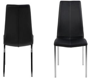 Scandi Černá koženková jídelní židle Oliver s kovovou podnoží