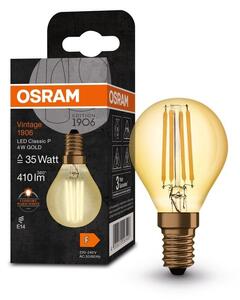 Zlatá LED žárovka E14 4 W VINTAGE CLASSIC P, teplá bílá