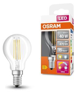Průhledná LED žárovka E14 4 W CLASSIC P, latidtelná bílá