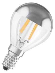 LED žárovka se stříbrnou zrcadlovou korunkou E14 4 W, teplá bílá