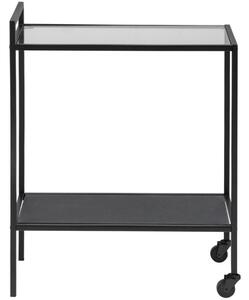 Scandi Černý kuchyňský vozík Darila 60 cm se skleněnou deskou