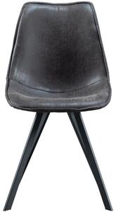 Hoorns Černá vintage koženková jídelní židle Viner