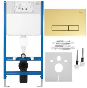 Rea Rea, Podomítkový WC systém K011A-Q + tlačítka HD Gold, KPL-E9560