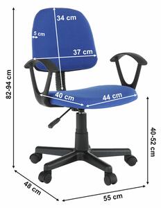 Kancelářska židle Taos (černá + modrá). 809569
