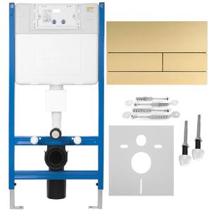 Rea Rea, Podomítkový WC systém K011A-Q + tlačítka T Brush Gold, KPL-E0055