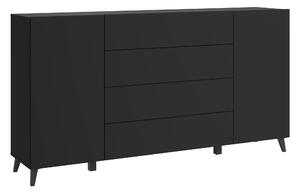 MINIO – Komoda LOKET 182, komoda s zásuvkami, šířka 180 cm, černá barva