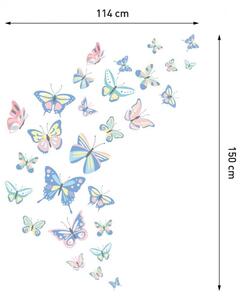 Samolepka na zeď s motýly v krásných pastelových barvách 114 x 150 cm