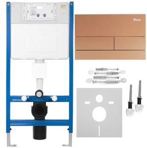 Rea Rea, Podomítkový WC systém K011A-Q + tlačítko typ-T měděná matná, KPL-E0053