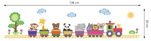Samolepka na zeď s exotickými zvířaty ve vlaku 138 x 30 cm