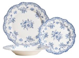 Porcelánová jídelní sada Modrobílé květy – 12dílná, pro 4 osoby