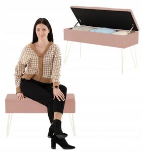 Elegantní stolička s úložným prostorem v růžové barvě