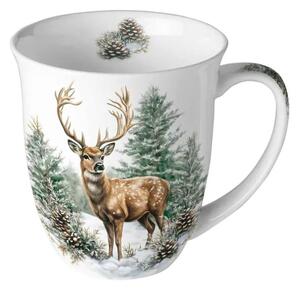 Porcelánový vánoční hrnek Jelen v lese 400 ml
