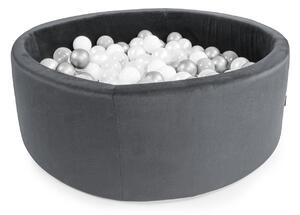 Svět pokojů Suchý bazén VELVET tmavě šedý Roměr: 90 x 30 cm, Poček kuliček: bez míčků