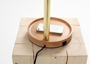 Nordic Design Mosazná kovová stolní LED lampa Pipe s bezdrátovou nabíječkou