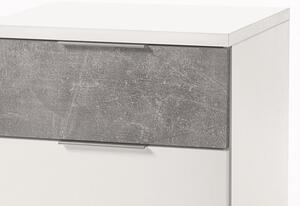 Vyšší noční stolek Anton, bílá/beton
