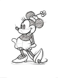 Umělecký tisk Minnie Mouse - Sketched - Single, (60 x 80 cm)