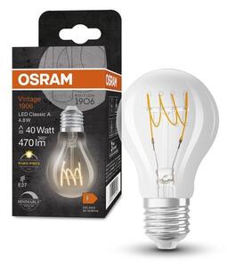 Průhledná LED žárovka E27 VINTAGE 4.8 W, teplá bílá