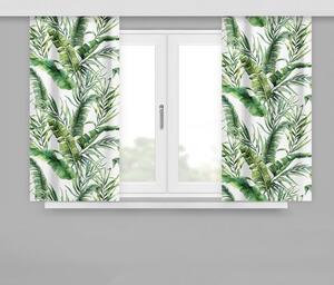 Okenní závěsy bílé s potiskem listů Šířka: 160 cm | Délka: 170 cm