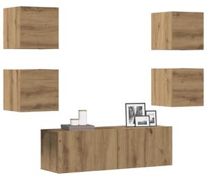 Sada 5 kusů nástěnné TV skříňka dub artisan kompozitní dřevo 3329146