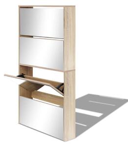 Botník čtyřpatrový zrcadlo dub 63 x 17 x 134 cm