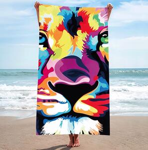 Plážová osuška s barevným lvem Šířka: 100 cm | Délka: 180 cm