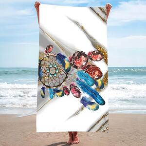 Bílá plážová osuška s lapačem snů Šířka: 100 cm | Délka: 180 cm