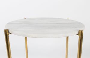 White Label Bílý mramorový odkládací stolek WLL TIMPA 44,5 cm