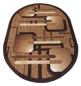 Hnědý oválný koberec s geometrickými vzory Šířka: 80 cm | Délka: 150 cm