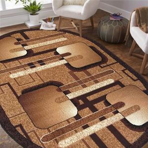 Hnědý oválný koberec s geometrickými vzory Šířka: 200 cm | Délka: 300 cm