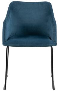 Scandi Tmavě modrá sametová jídelní židle Audrey