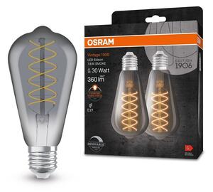 2 ks kouřová LED stmívatelná žárovka E27 VINTAGE, teplá bílá
