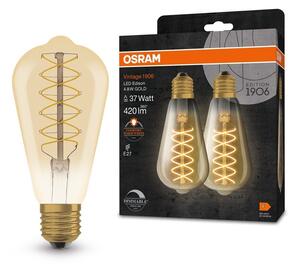 2 ks zlatá LED žárovka E27 VINTAGE 4.8 W, teplá bílá