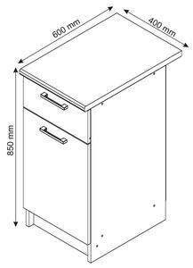 Dolní kuchyňská skříňka Irma SSD40.82, bílá/dub sonoma