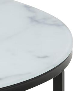 Scandi Bílo-černý skleněný konferenční stolek Venice II 80 cm