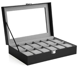 Box na hodinky Watch, 30x8,5x21 cm, černá/šedá