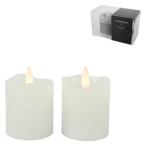 LED sloupová svíčka LYON 8 cm bílá, sada 2 ks