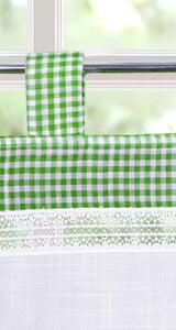 Forbyt, Hotová záclona, Kostička a krajka, zelená, 40 x 80 cm